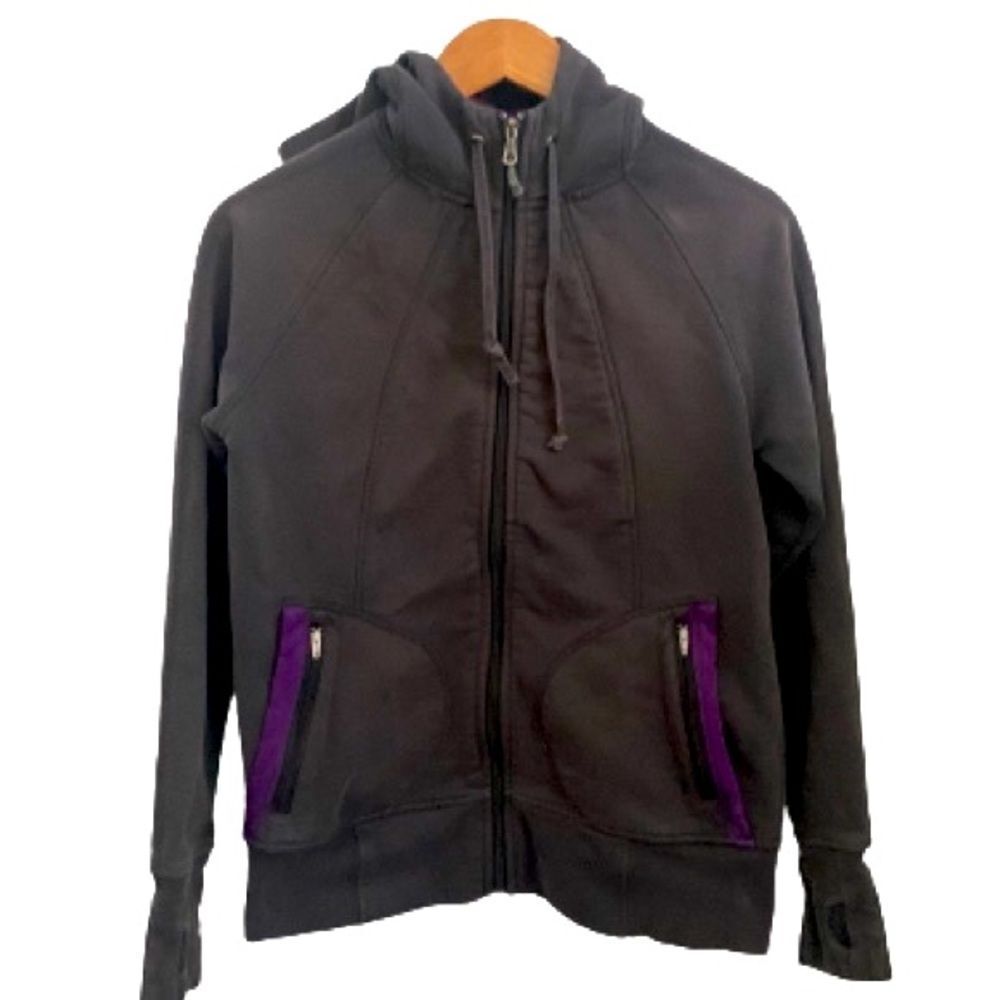 Athleta Small Full-Zip Spice it Up Hoodie - Grey & Purple Sweatshirt Jacket
